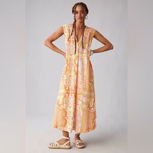 Anthropologie Maeve Printed V-Neck Tunic Dress - XXS Petite